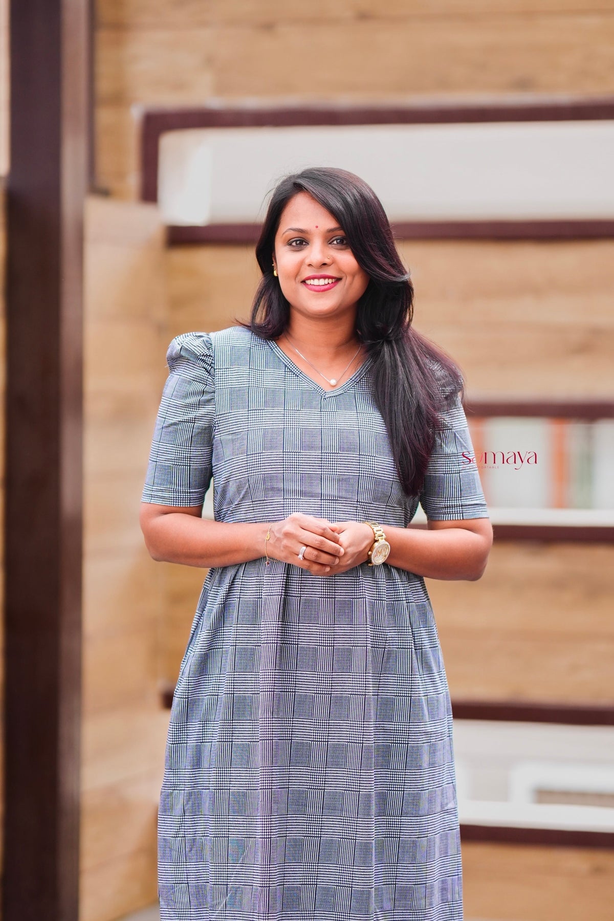 Maxi kite checked medium Weight Dress