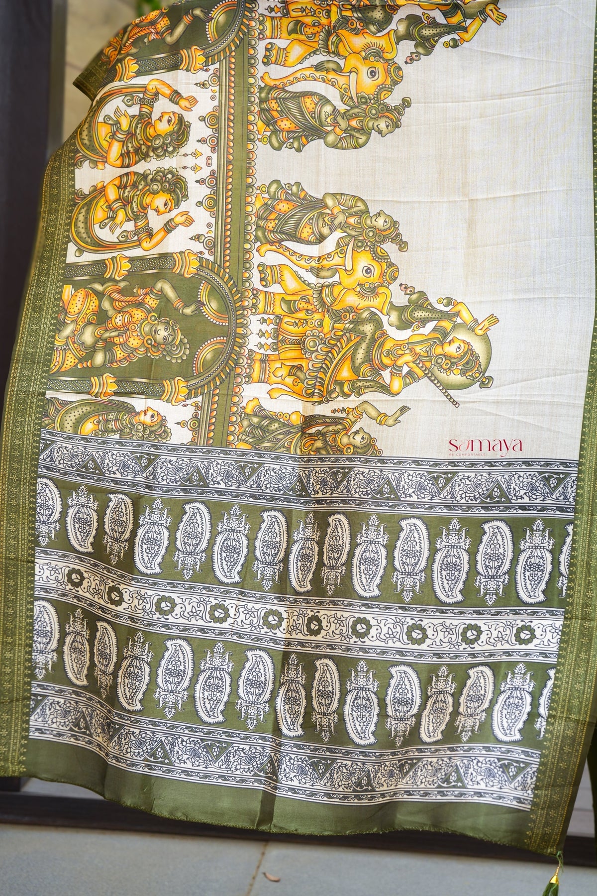 Saanvi-green kollam 3 piece salwar suit set with printed kalamkari dupptta ( pre order dispatch 20 August)