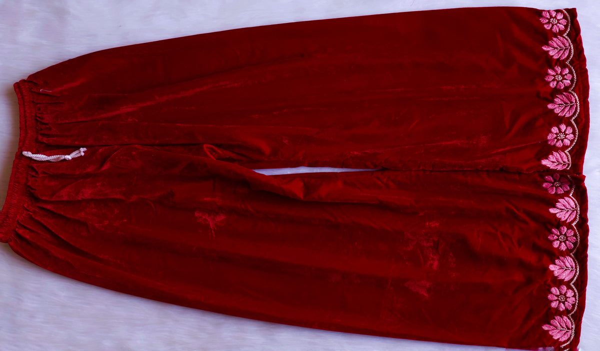 Makhmali Maroon Pure Velvet set