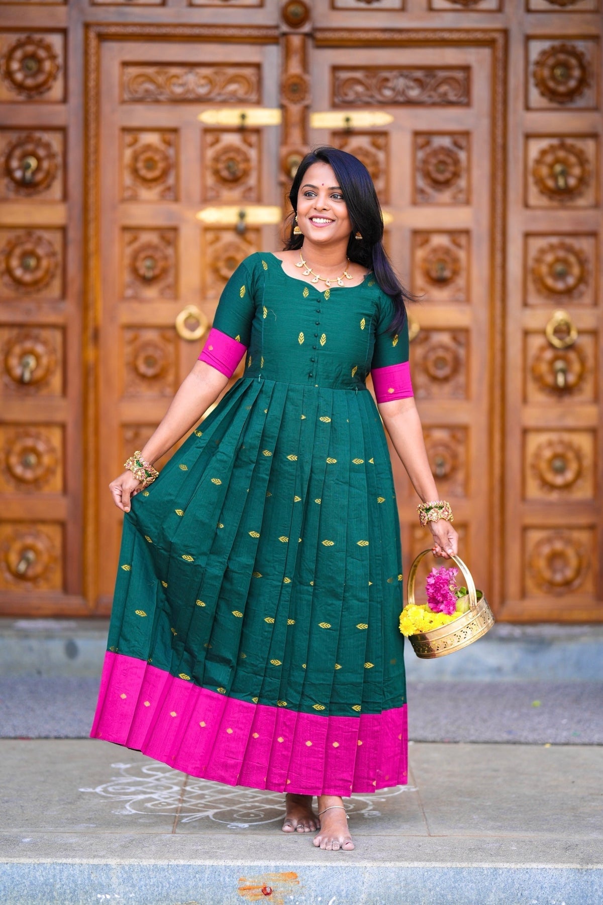 Madurai Meenakshi maxi Dress With Lining( ready to dispatch)
