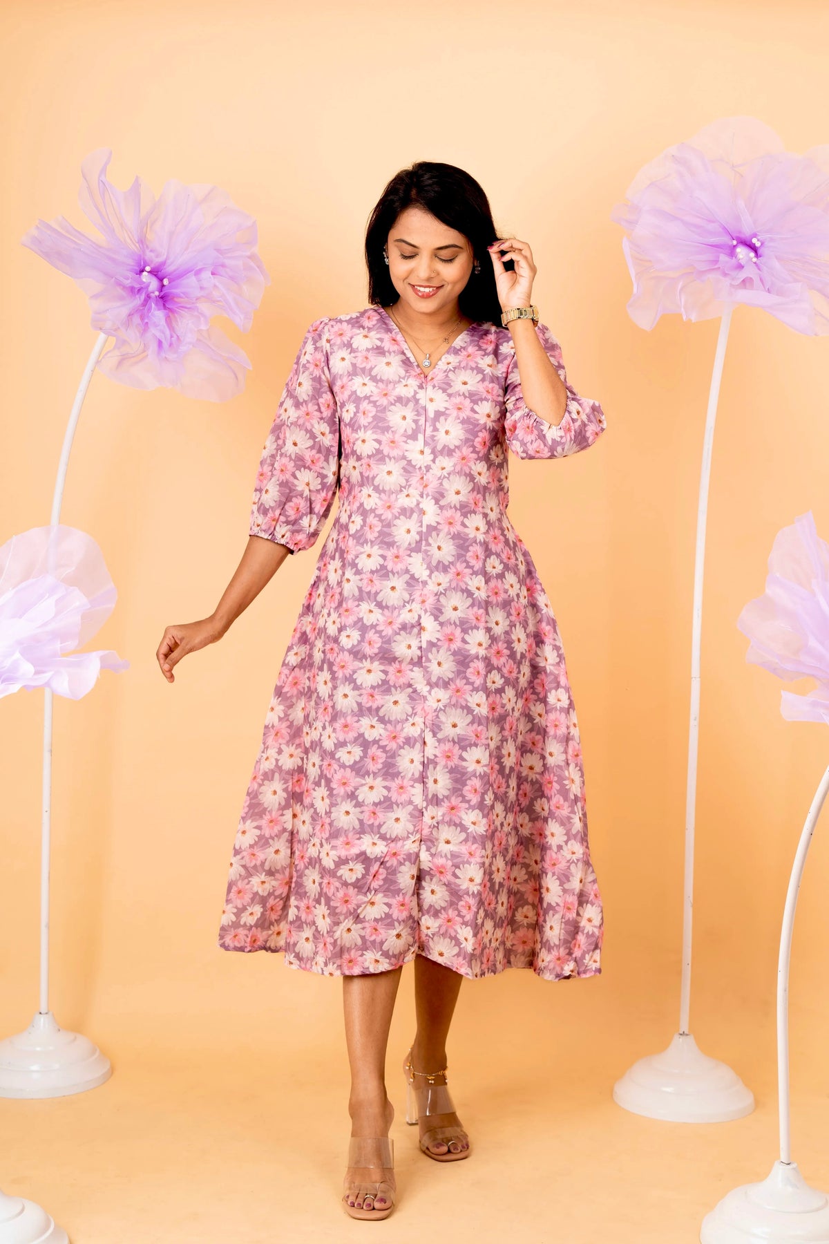 Megha casual Dress With Lining ( No-Iron Everyday Dress)