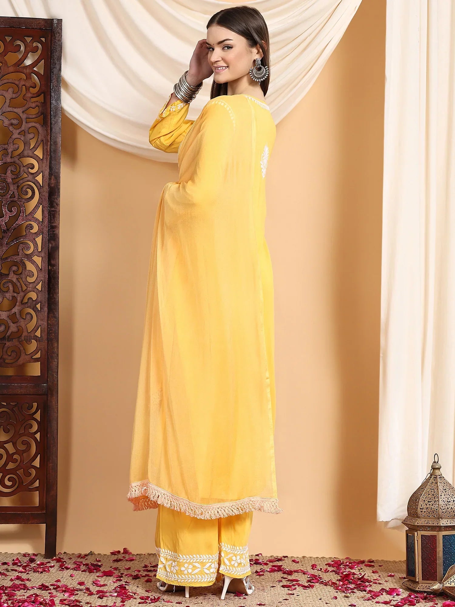 Shiza Chikankari Premium Modal Co-ord Set (Yellow)