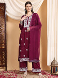 Shiza Chikankari Premium Modal Co-ord Set (Wine)