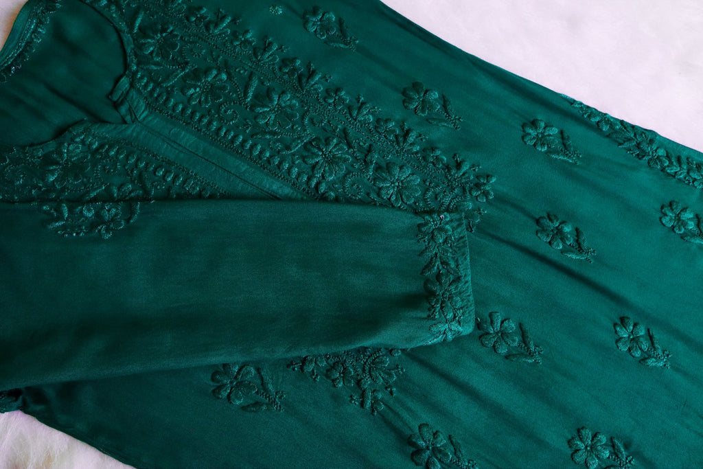 Aayat Teal Green Rayon Kurta Pant set