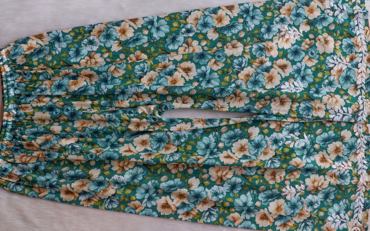 Aleha Turquoise Blue Pure Mulmul set