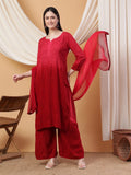 Meher Chikankari Ombre Rayon Co-ord Set (Maroon)