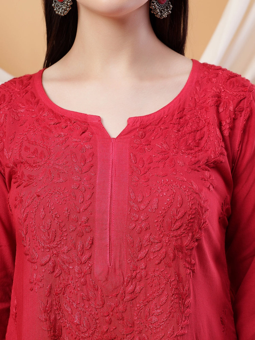 Meher Chikankari Ombre Rayon Co-ord Set (Maroon)