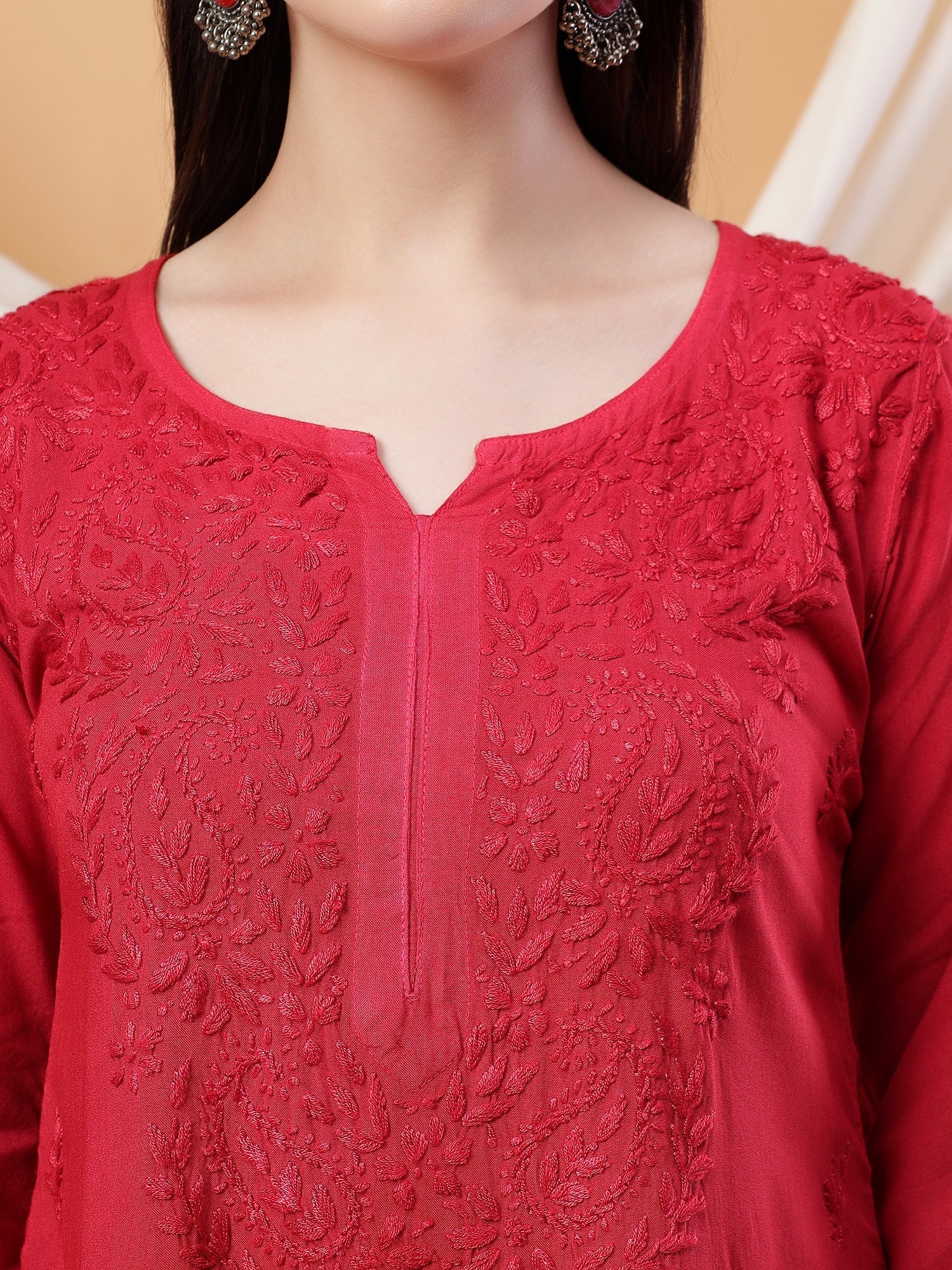 Meher Chikankari Ombre Rayon Co-ord Set (Maroon)