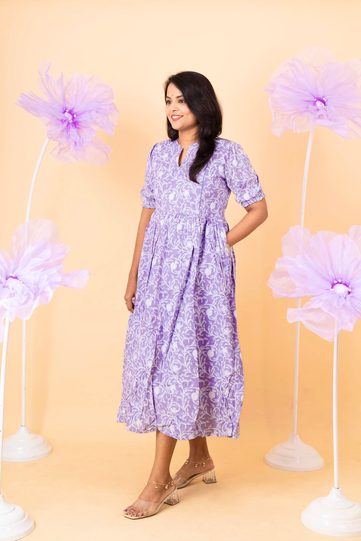 Megham casual  Dress With Lining Non-Maternity & Feeding-Friendly Dress