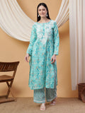 Anika Chikankari Mulmul Co-ord Set (Green)