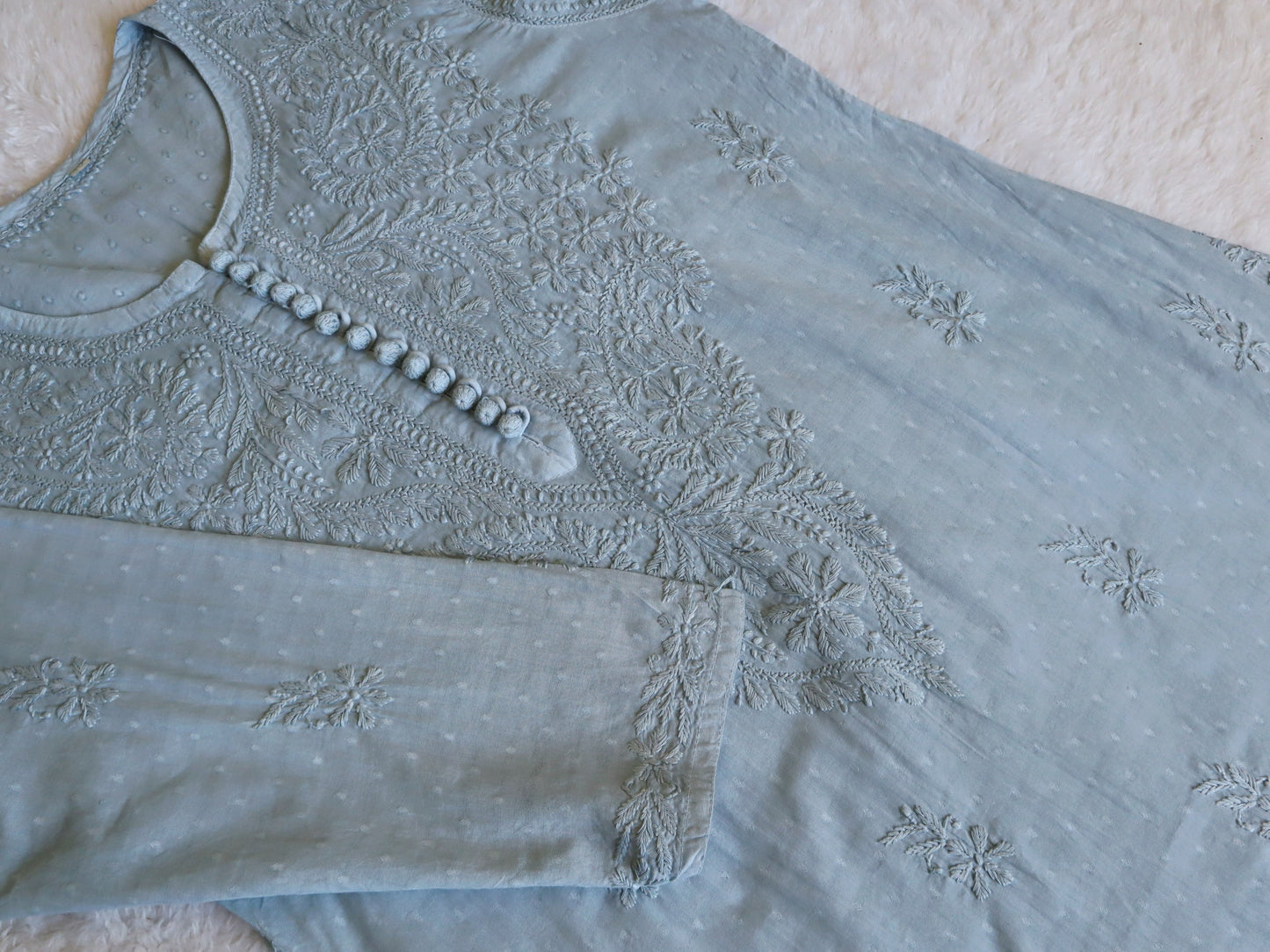 Nazakat Steel Grey Long Cotton kurta