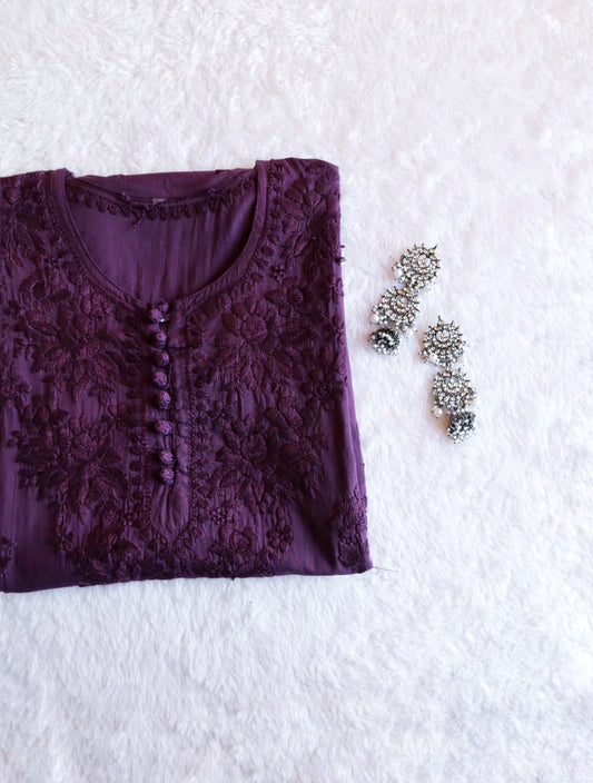 Aayat Deep Purple Cotton Kurta