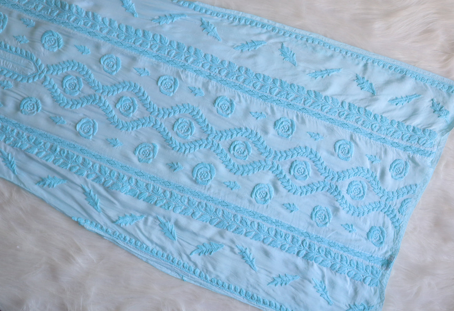 Hoor Aqua Blue Premium Muslin Kurta