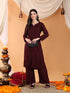 Maryam Chikankari Rayon Co-ord Set (Brown)