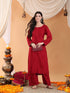 Maryam Chikankari Rayon Co-ord Set (Maroon)
