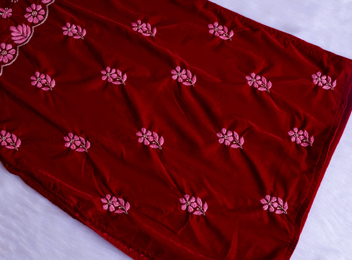 Makhmali Maroon Pure Velvet set