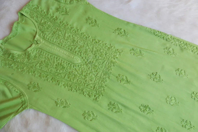 Aayat Lime Green Rayon Kurta Pant set