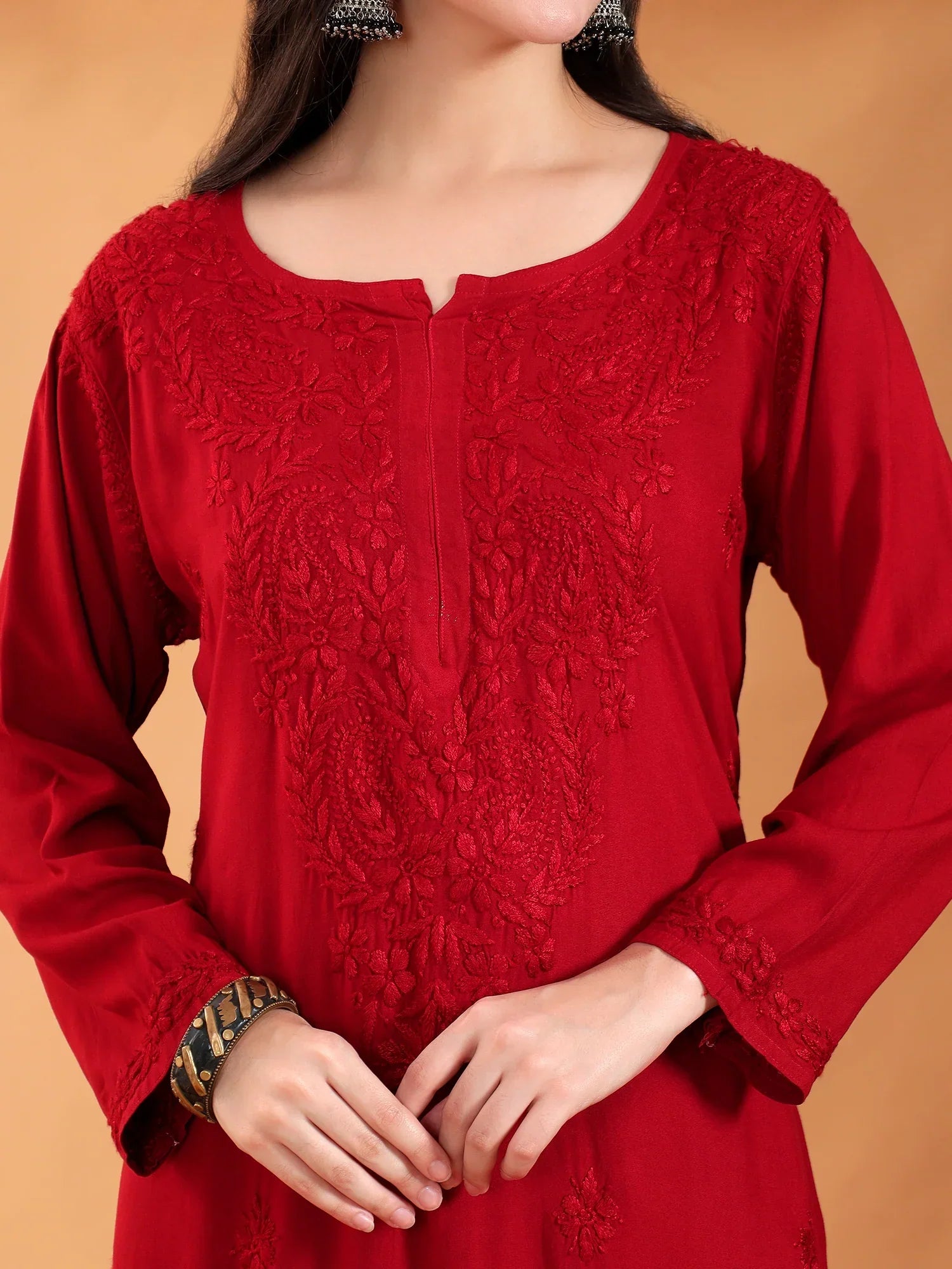 Maryam Chikankari Rayon Co-ord Set (Maroon)