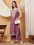 Raha Chikankari Strappy Rayon Co-ord Set (Mauve)