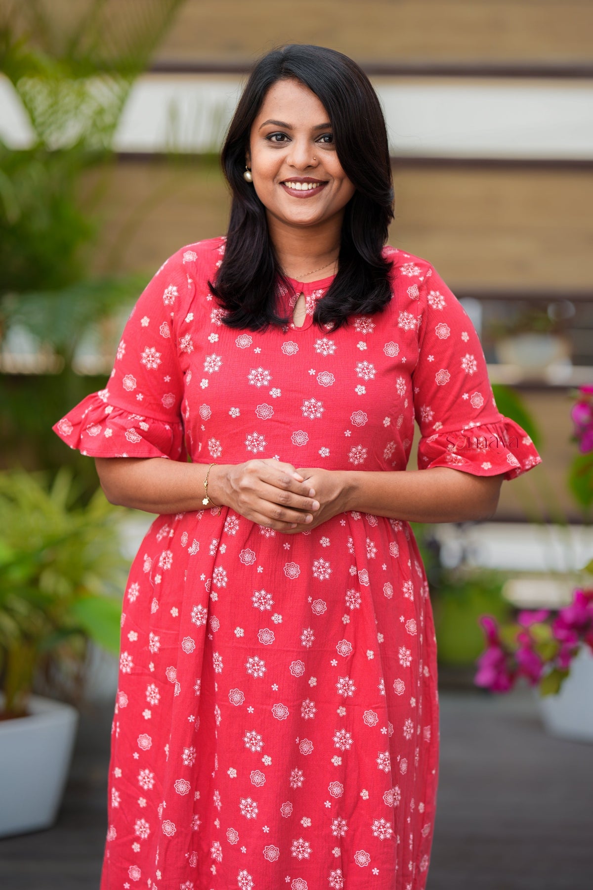 Midi kollam Waffle Dress