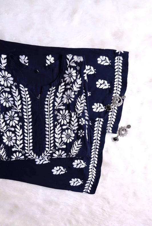 Amaira Navy Blue Rayon Kurta Pant set