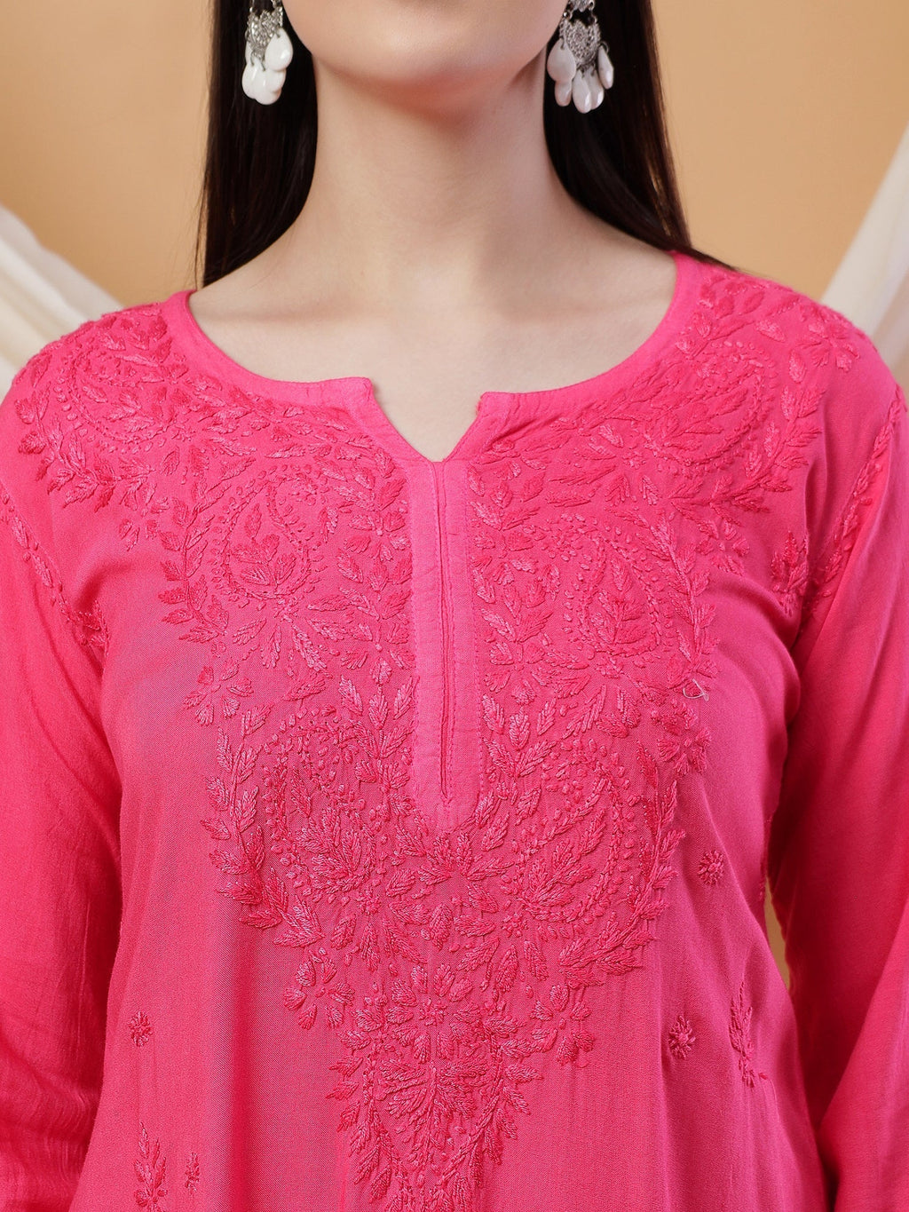 Meher Chikankari Ombre Rayon Co-ord Set (Pink)