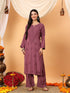 Faiza Chikankari Rayon Co-ord Set (Plum)