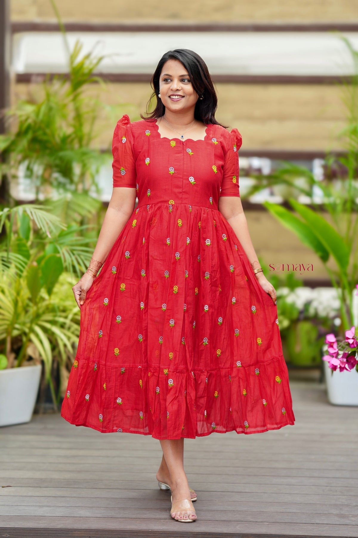 Anne chanderi Casual Dress With Lining