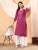 Alina Chikankari Modal Straight Kurta (Wine)