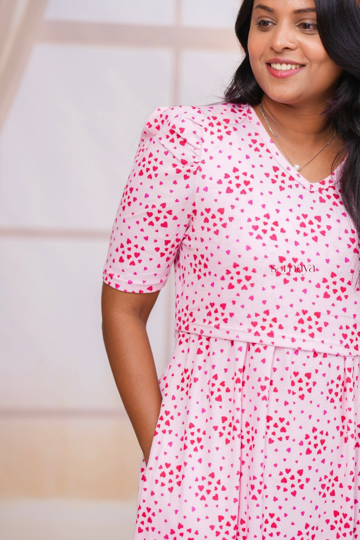 Maxi Babypink Waffle  Dress