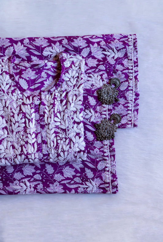 Haala Deep Purple Pure Mulmul set