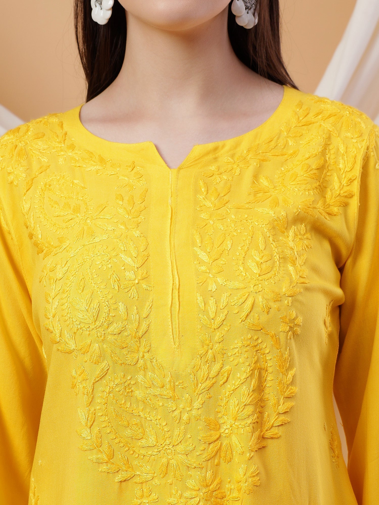 Meher Chikankari Ombre Rayon Co-ord Set (Yellow)