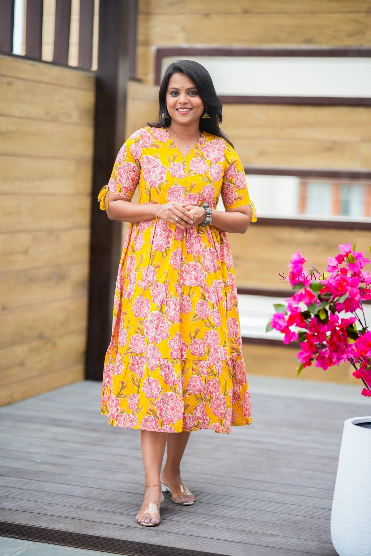 Manjal casual Dress With Lining