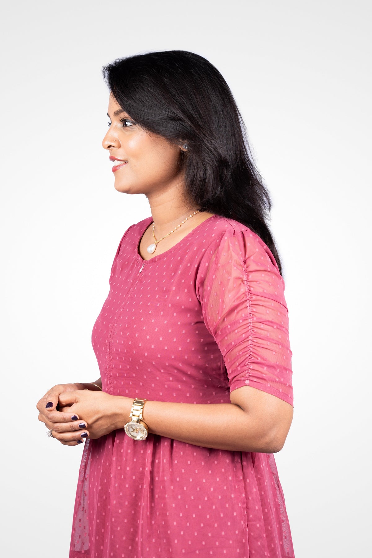 Dusty rose georgette casual  Dress with lining