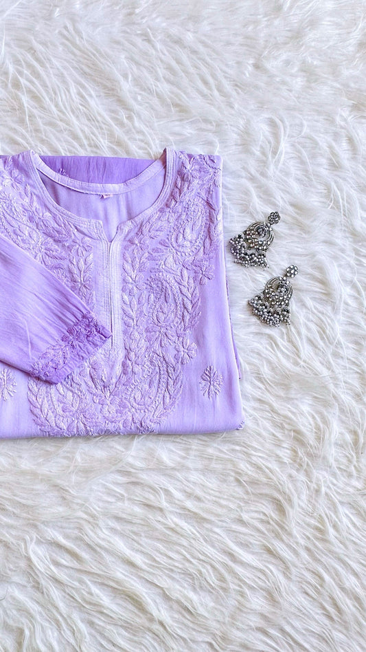Alysha Lavender Ombre Long Rayon Kurta