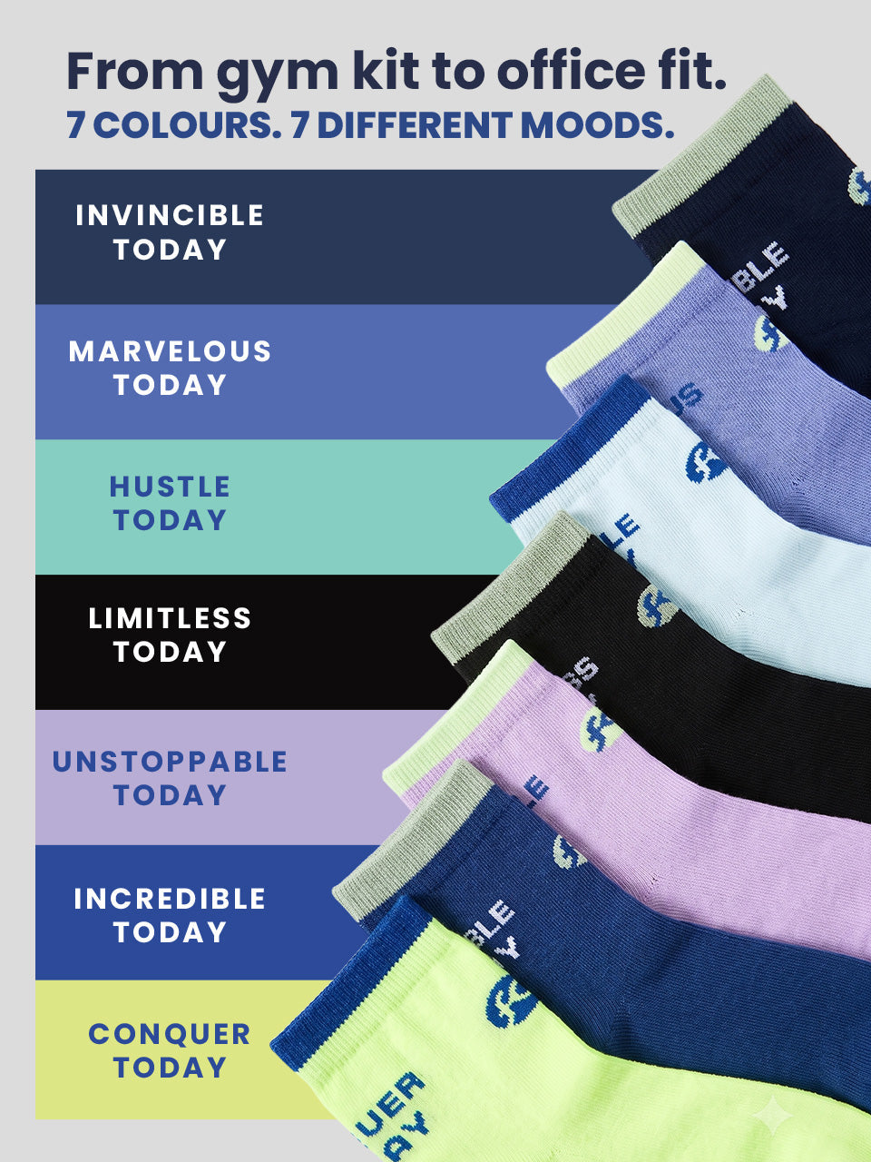 Everyday Expression Ankle Socks – Pack of 7 Pairs (4 Terry + 3 Non-Terry)