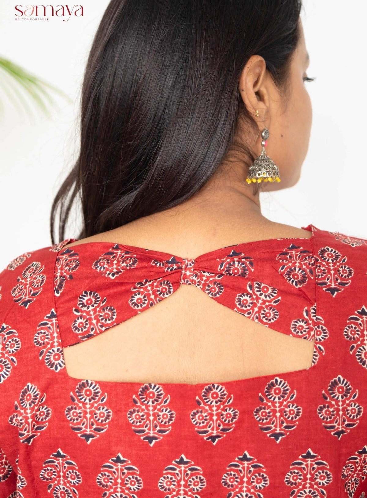 Maroon hand block cotton  dress and full lining
