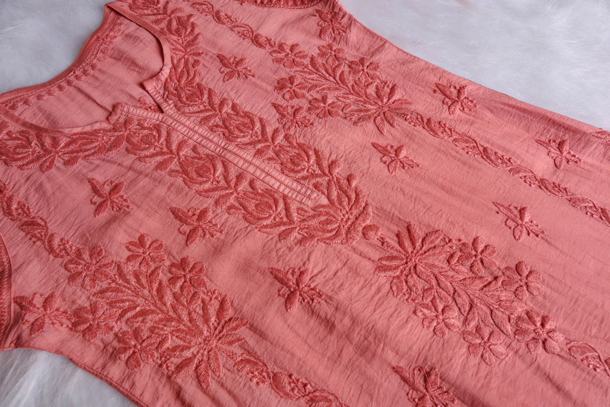 Alanah Rose Brown Pure Chanderi set