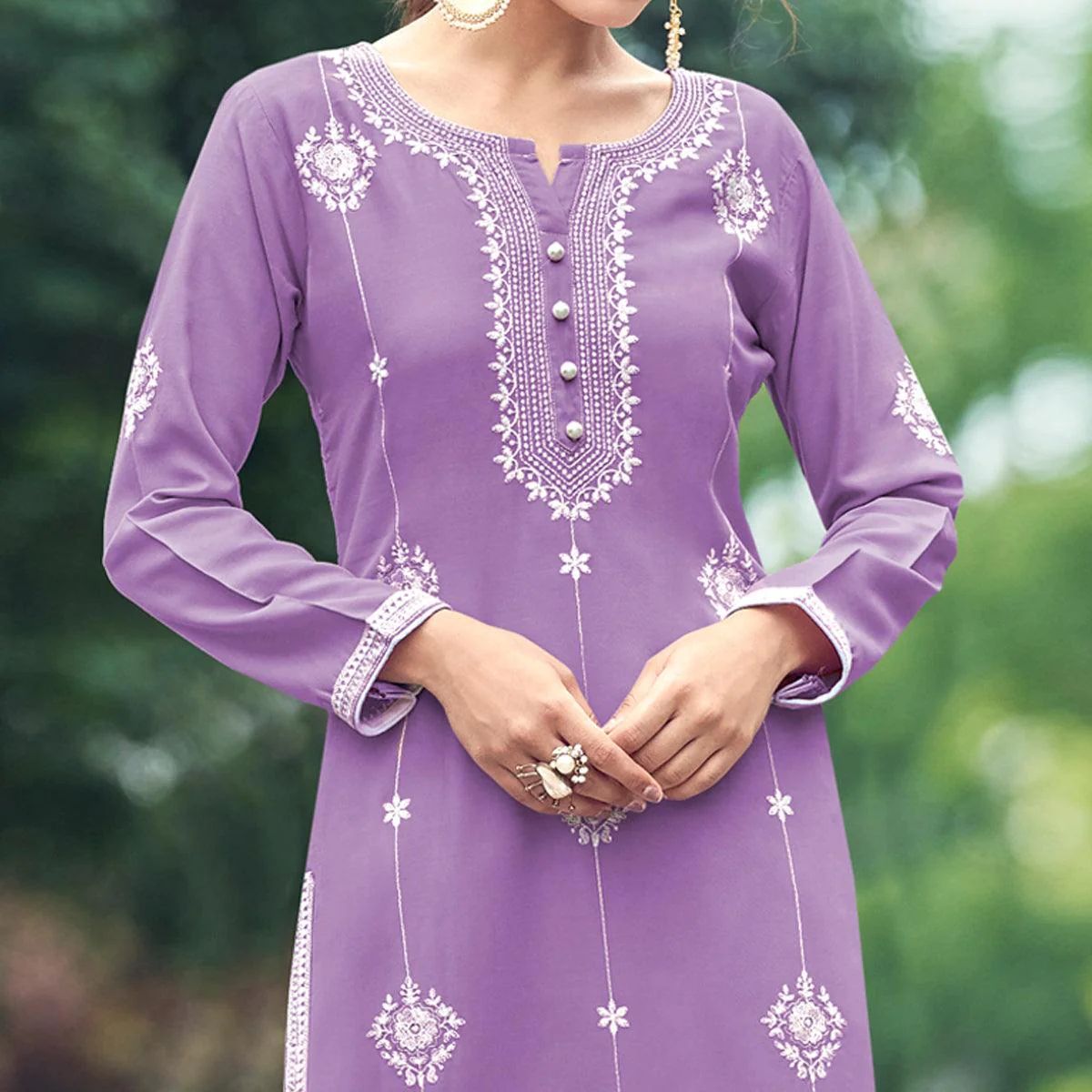 New Chikankari Exclusive Kurti_Pent Pair (Pink) 21