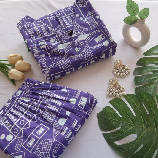 Retro Purple Comforter Suit Set