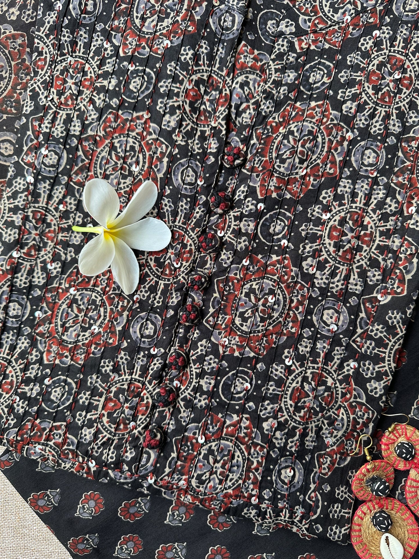 "Noora" Black Ajrakh hand block printed suit set(3 pc)