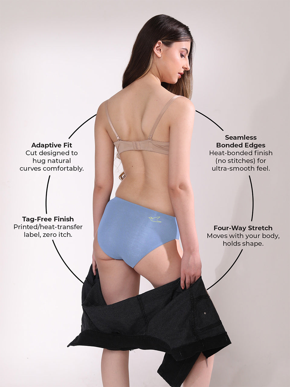 Seamless No Show Micro Modal Hipster panties pack of 2