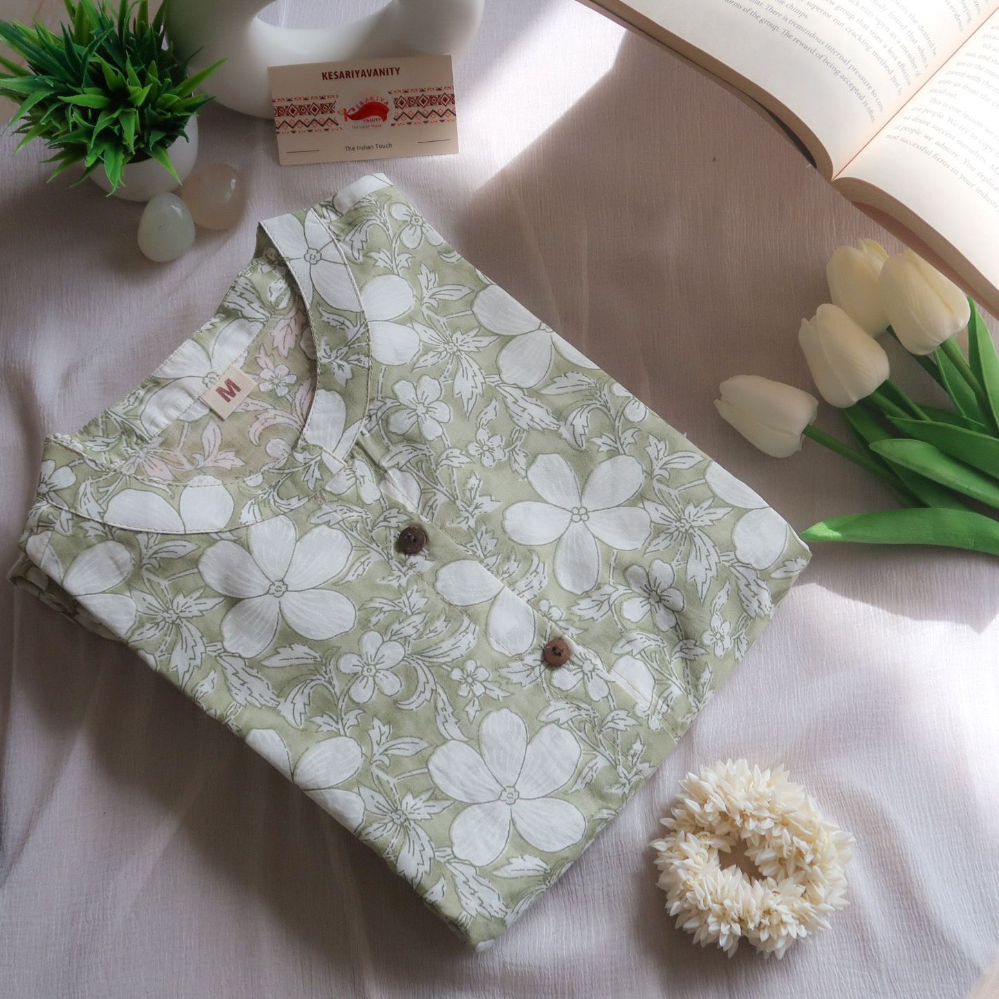 Daily Essential: olive Whispers Long Kurta - SOS SALE