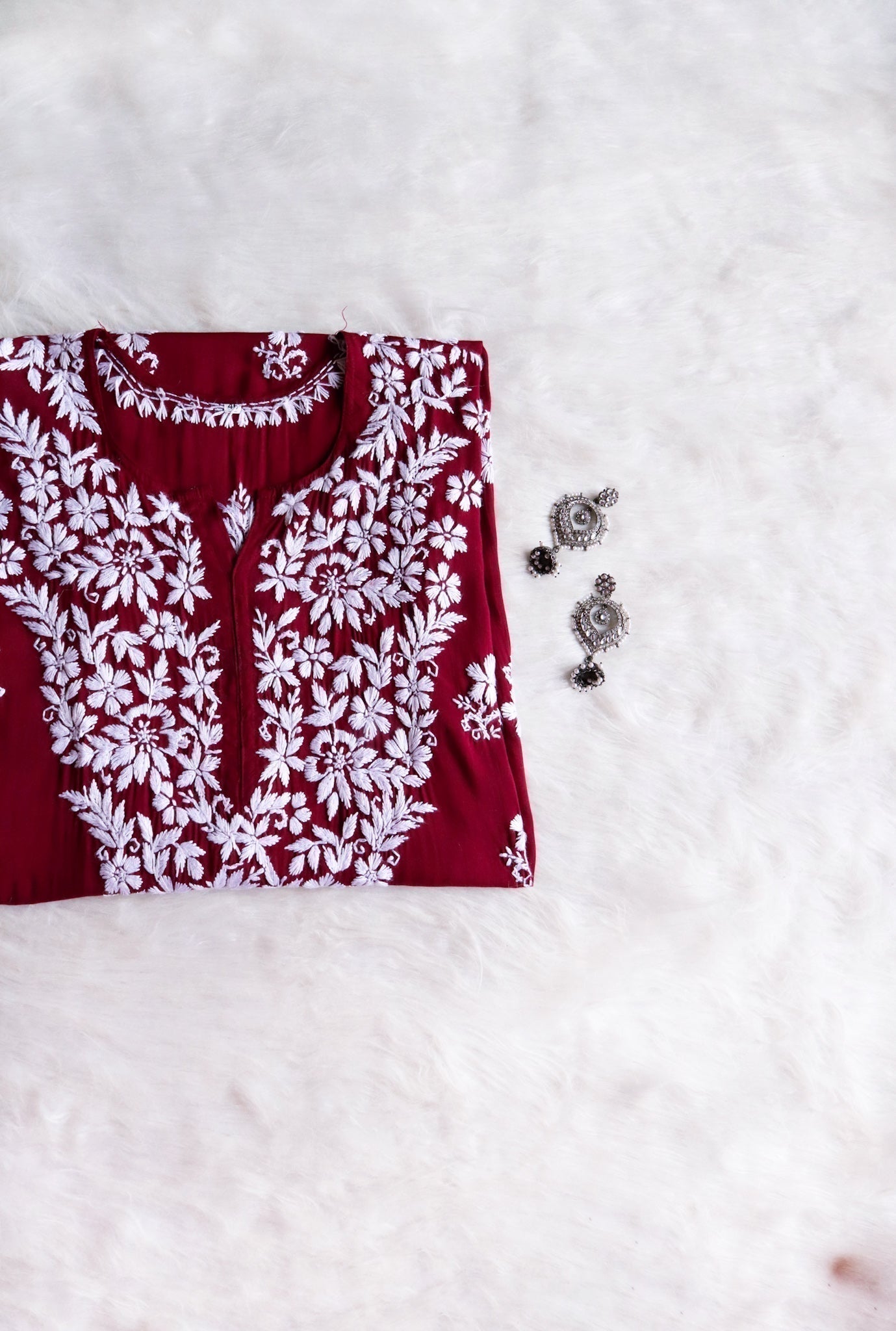 Naila Maroon Long Modal Kurta