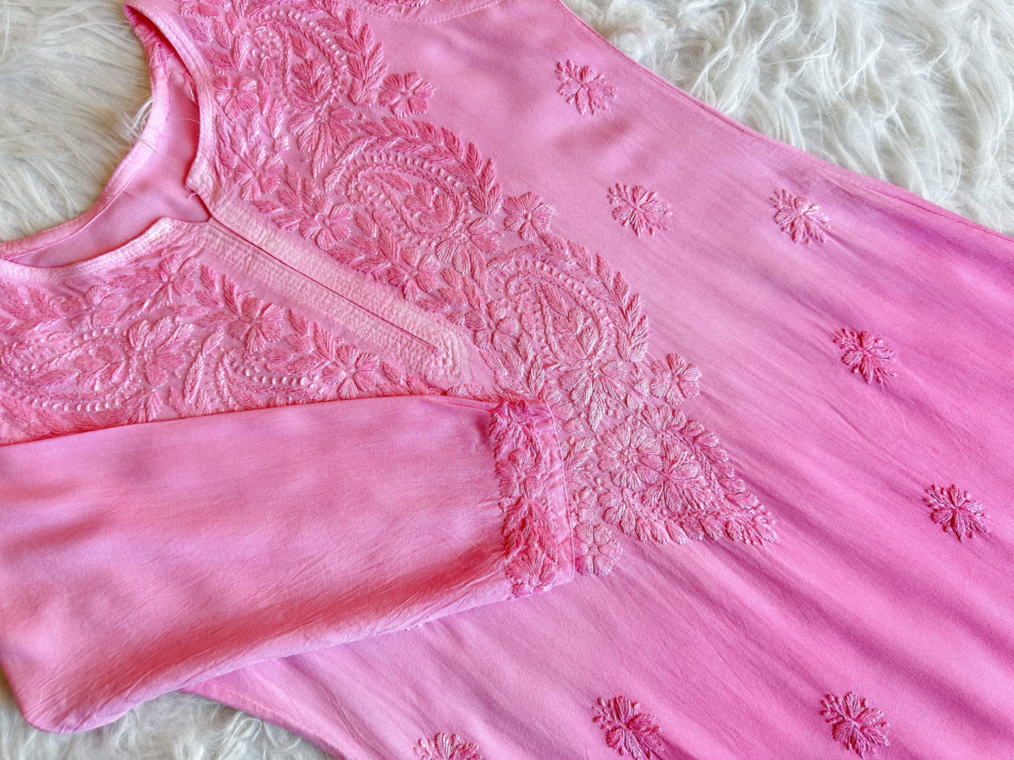 Alysha Pink Ombre Long Rayon Kurta