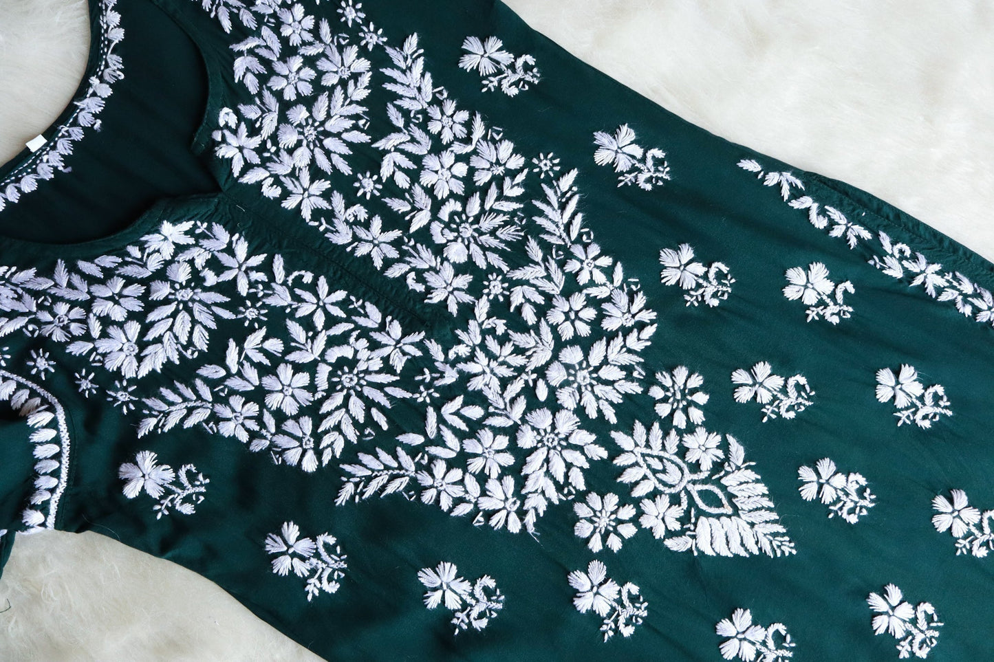 Naila Deep Green Long Modal Kurta