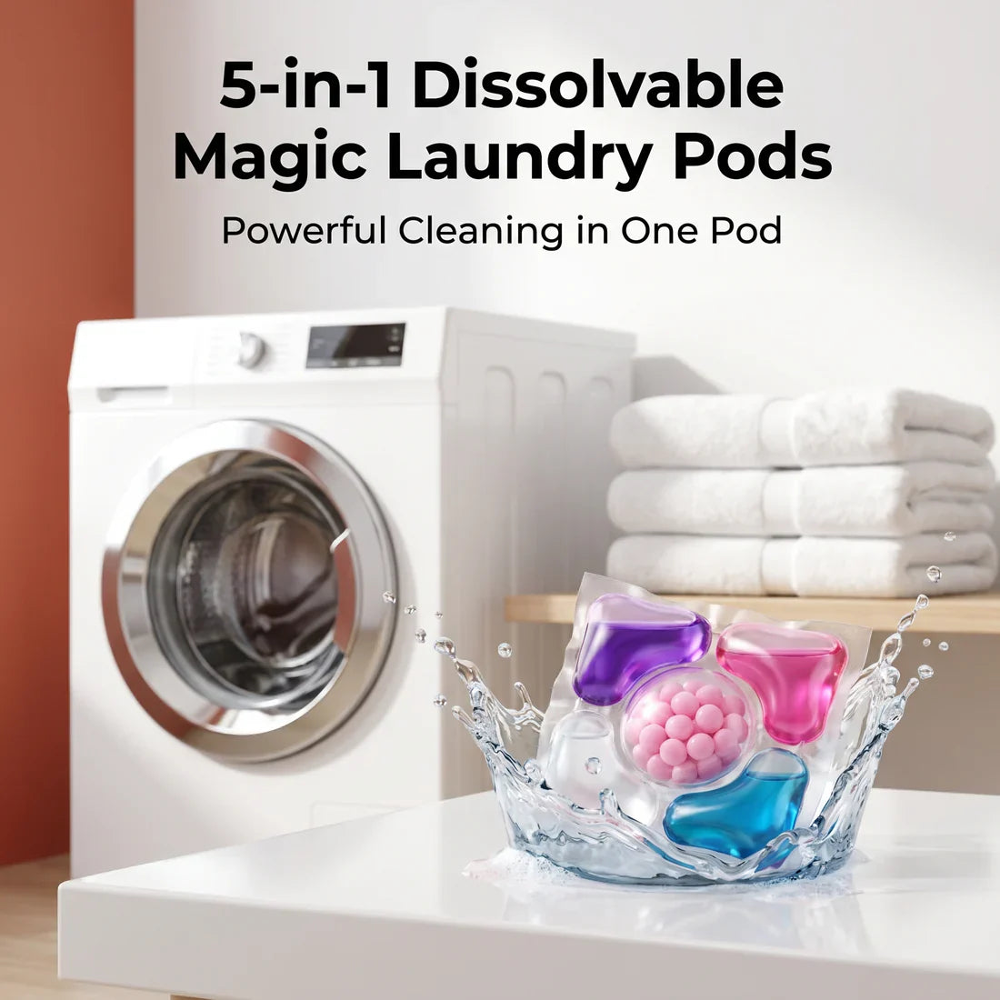5-in-1 Dissolvable Magic Laundry Pods – No Mess, Deep Clean Wash