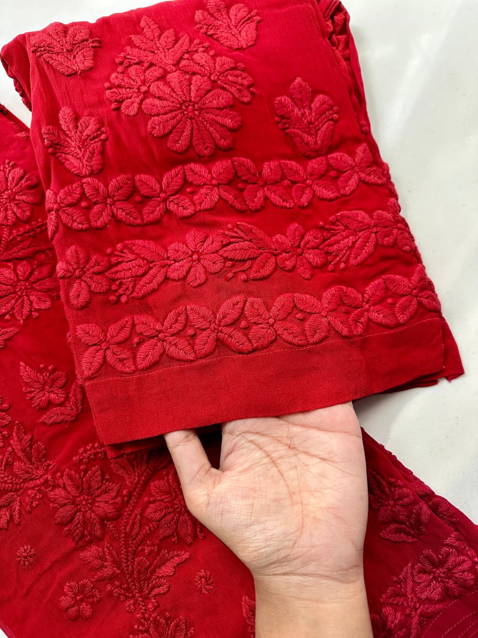 Georgette Chikankari Kurta &amp; Palazzo with Dupatta
